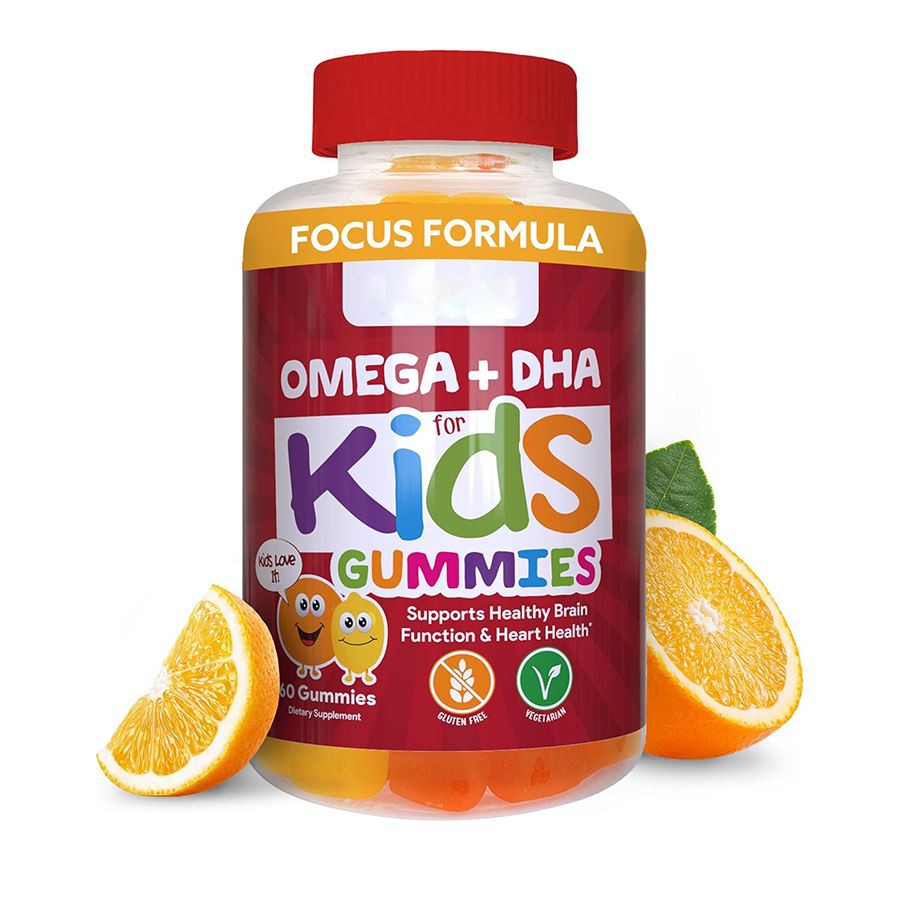 Fformiwla Ffocws Omega DHA ar gyfer Plant Gummies Cefnogaeth Natur ar gyfer Calonnau Meddyliau Tyfu